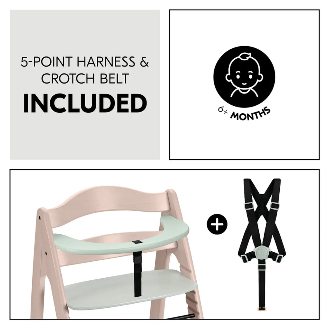 Hauck Arketa High Chair Beech Wood - Grows with Your Child upto 130 Kg (FSC® Certified)