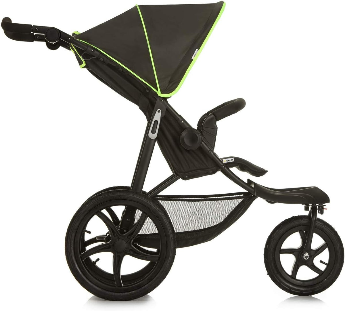 Hauck 3 Wheel Stroller Runner, Air Tyres, Black/Neon Yellow