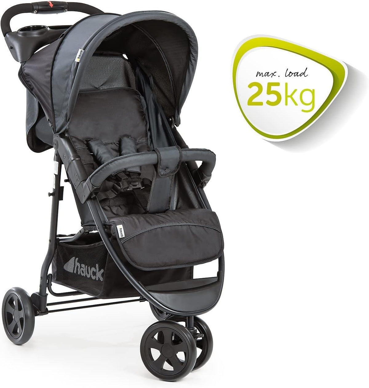 Hauck Citi Neo 2 Pushchair, Caviar/Stone - Lightweight 3 Wheeled Stroller, Compact & One Hand Fold
