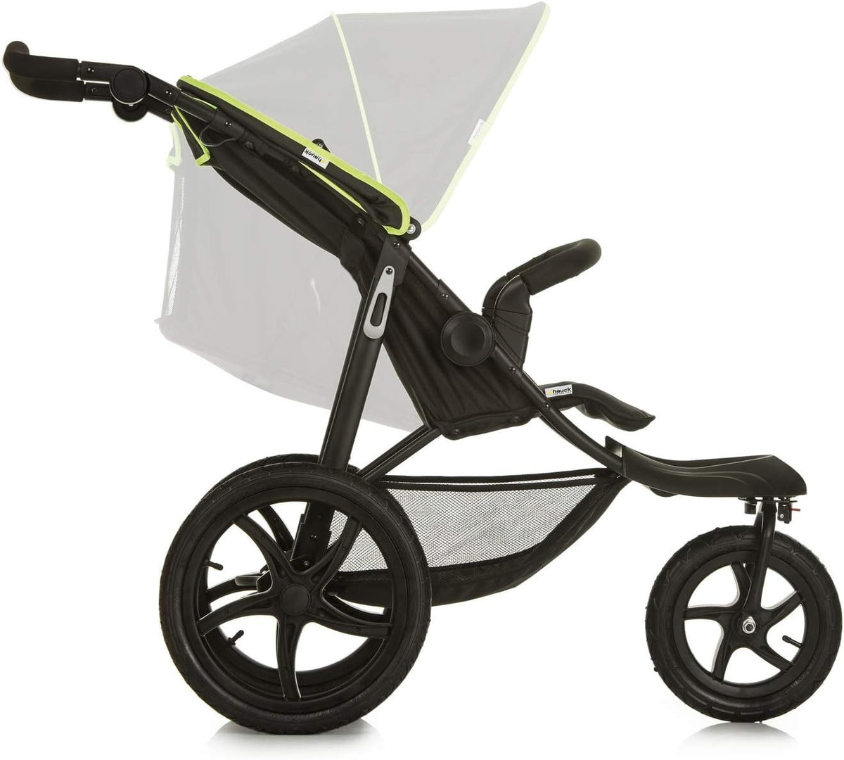 Hauck 3 Wheel Stroller Runner, Air Tyres, Black/Neon Yellow